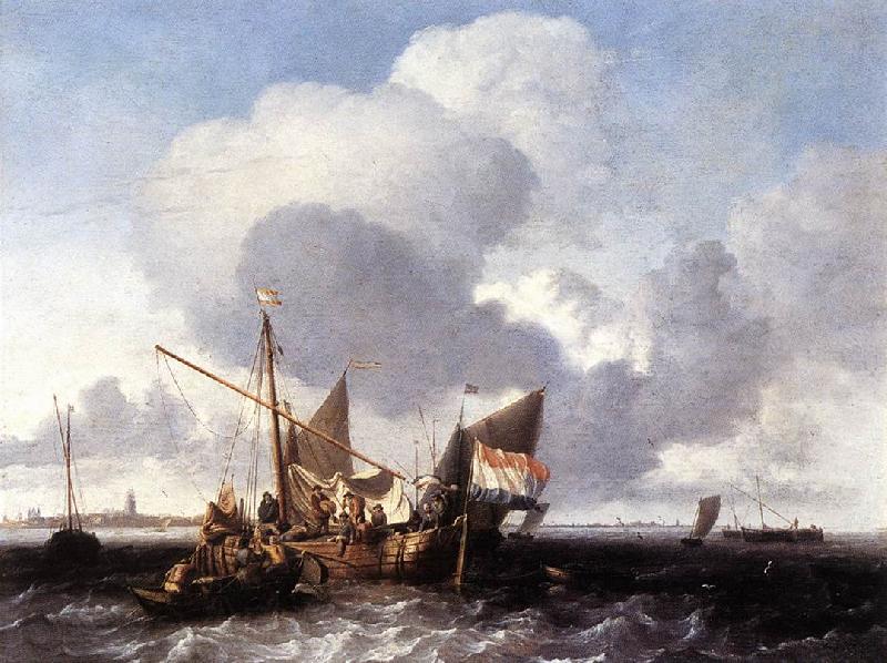 BACKHUYSEN, Ludolf Ships on the Zuiderzee before the Fort of Naarden fgg Norge oil painting art